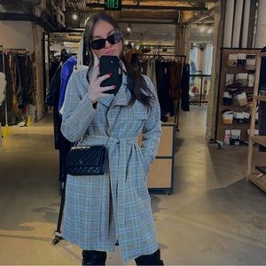 Blank NYC Long Plaid Trench Coat, Women’s Topper Coat. PERFECT condition.